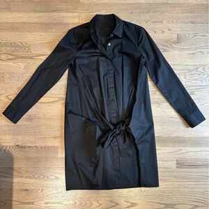Hatch Maternity Black Poplin Feel Tie Front Shirt Dress